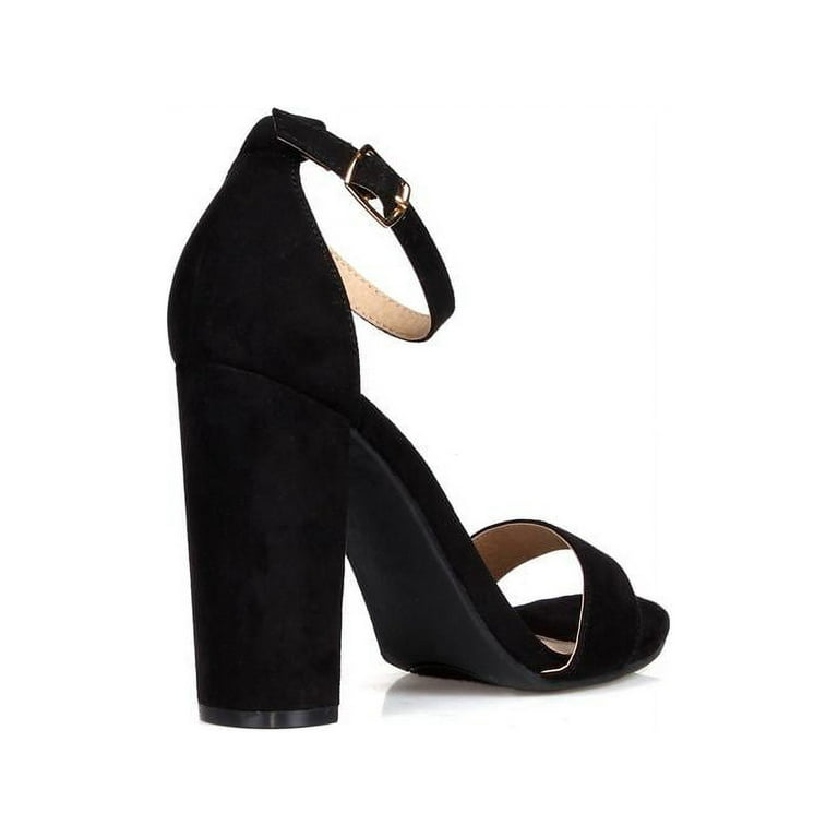 2 strap black heels best sale