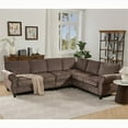 thumbnail image 4 of [Modern L-Shaped Chenille Sectional Sofa 109.5" with Rivets & Rolled Armrests], 4 of 19