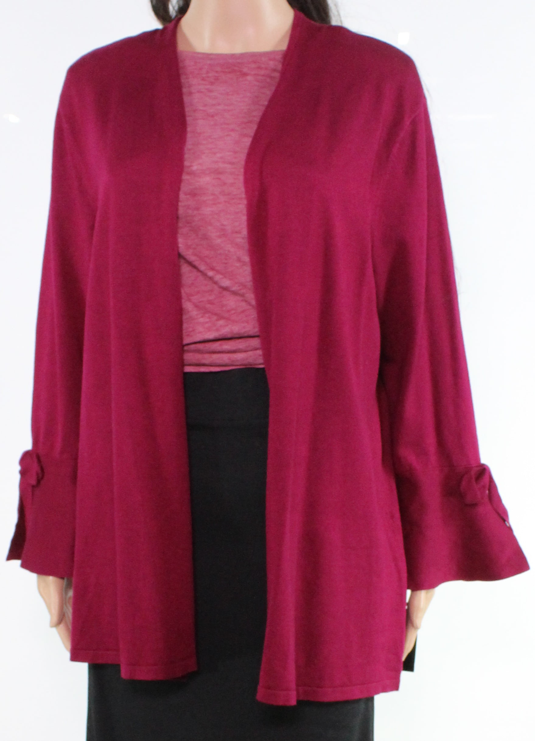Alfani - Alfani Women's Sweater Purple Size XL Tie Sleeve Open Front ...