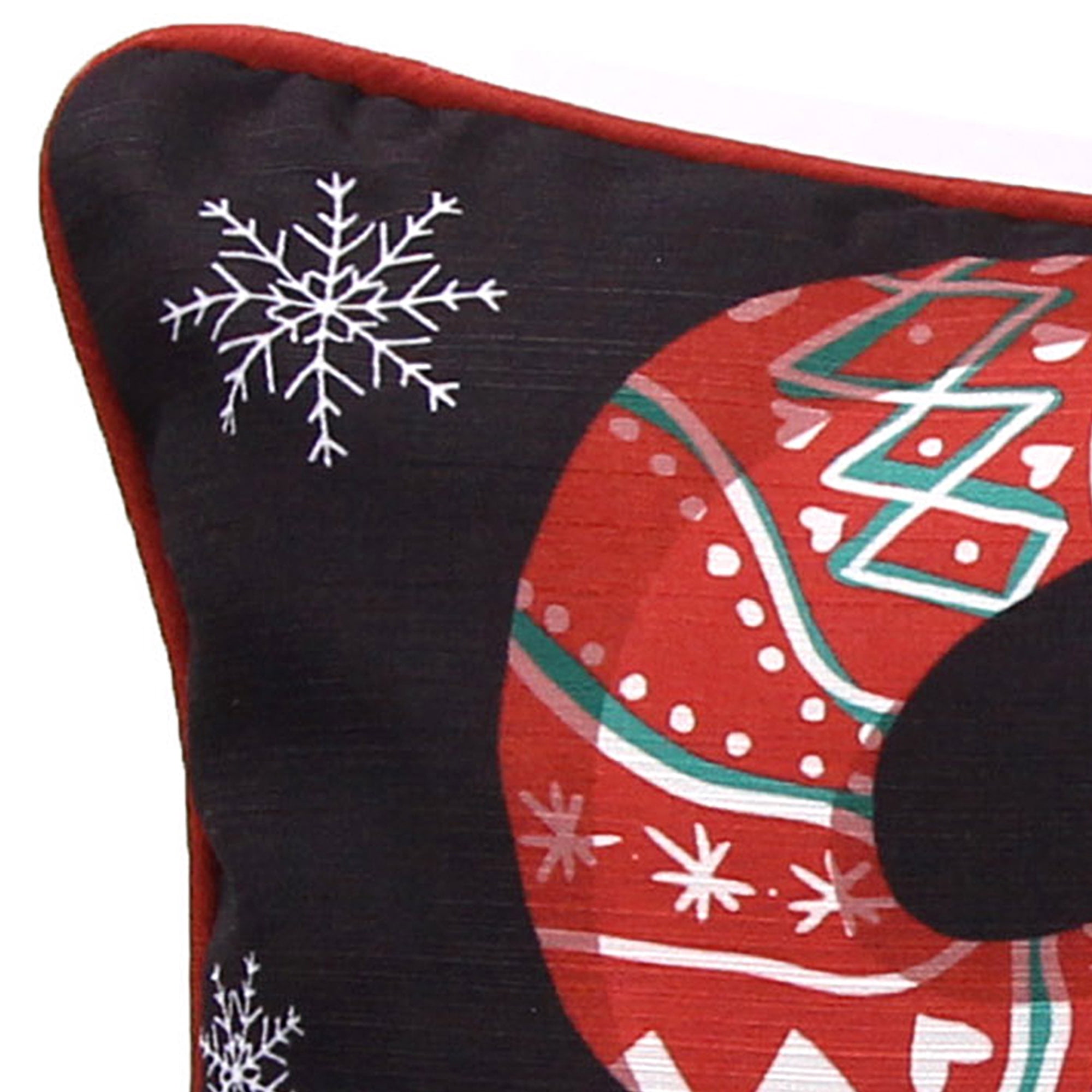 Jordan Manufacturing 18" x 18" Black and Red Gnome for Christmas Square Reversible Decorative Throw Pillow with Welt