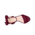 thumbnail image 4 of BLISSFUL STEP Women's Sandals Ankle Tie Back Open Toe Block Heels Burgundy 11, 4 of 7