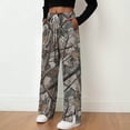 thumbnail image 4 of zaveiop Camo Pants Women Baggy Fleece Y2K Camouflage Cargo Pants High Waisted Wide Leg Drawstring Jogger Sweatpants (Grey, XXL), 4 of 9