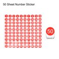 thumbnail image 2 of Unique Bargains Number Stickers, 1-100 Round Number Labels Vinyl Sticker White on Red for Sorting Boxes Lockers, 50 Sheets, 2 of 7