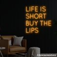 thumbnail image 2 of Glowneon Life Is Short Buy the Lips Neon Sign, Motivation Quotes Neon Light Wall Art, Bar Decor, 2 of 5