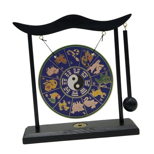 Gong Ornament Mini Chinese Gong with Stand Mini Wind Chimes Brass Feng