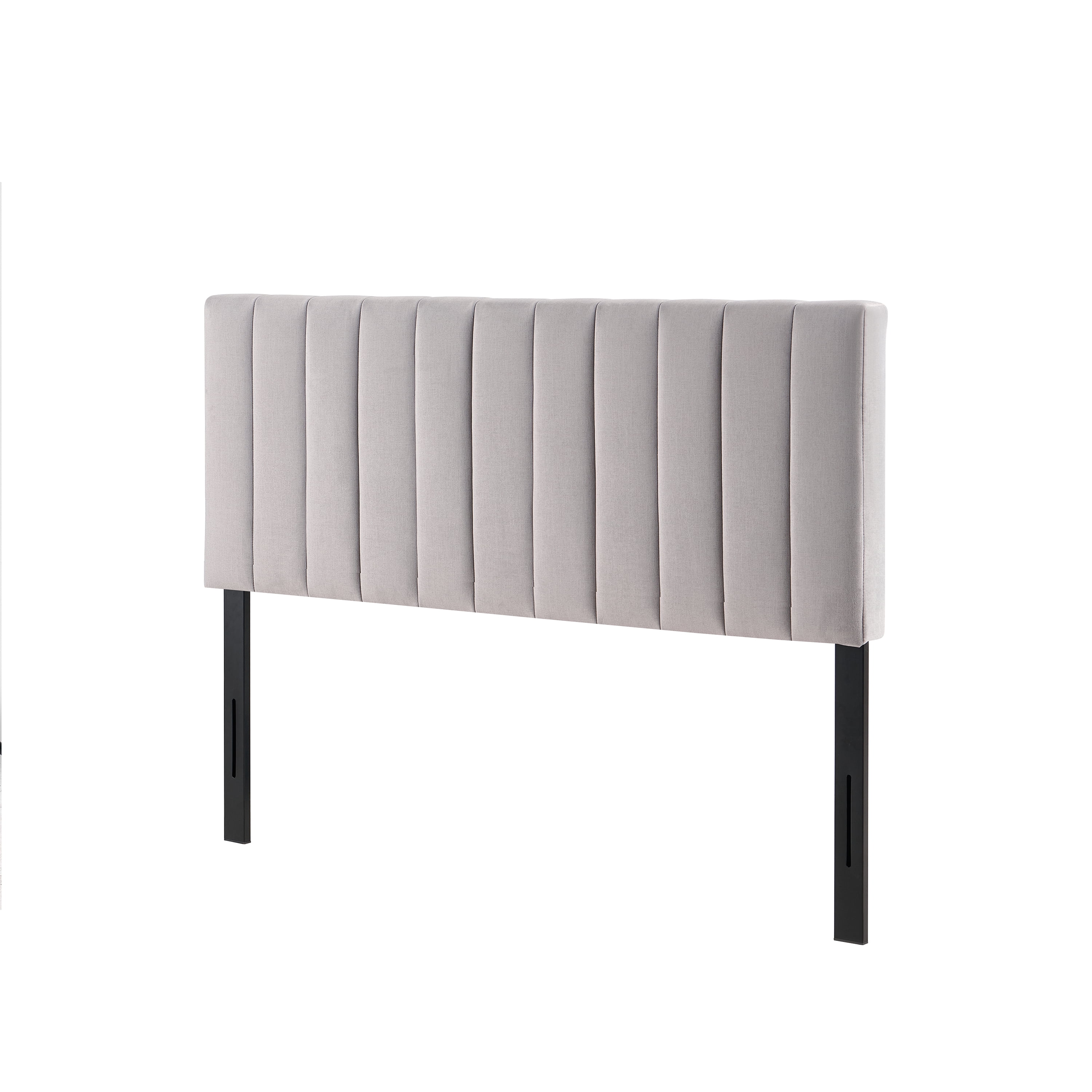 Light Grey Modern Channel-Tufted Headboard, Queen
