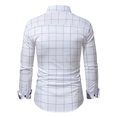 thumbnail image 3 of Camisas Para Hombre Manga Larga Regular Fit Camisa informal con estampado a cuadros de otoño para hombre, camisa de manga larga con botones y cuello vuelto, blusa (White, XL), 3 of 4