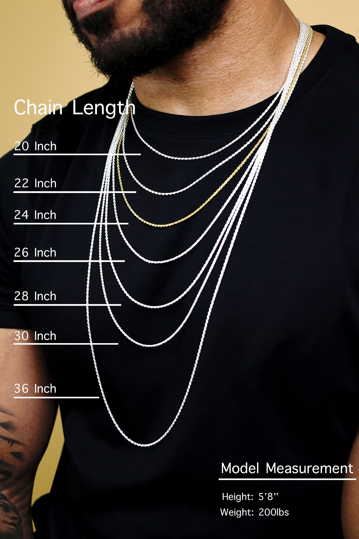 Sweatproof + Waterproof Silver Rope chain necklace 2.5 mm — WE ARE ALL SMITH