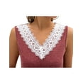 thumbnail image 2 of Women Lace Trim Tank Tops V Neck Fashion Casual Sleeveless Blouse Vest Shirts Red XL, 2 of 6