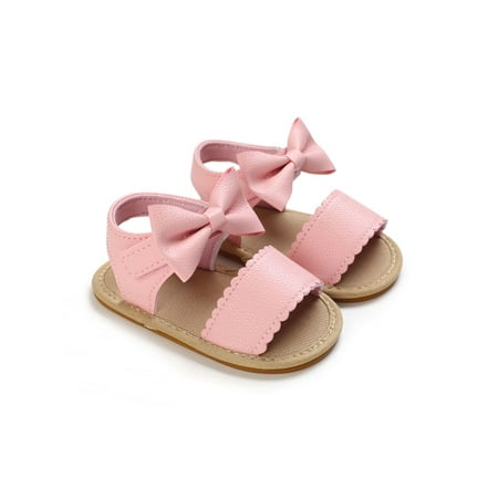 

Rotosw Newborn Flat Sandal First Walkers Crib Shoes Bowknot Sandals Comfort Summer Princess Shoe Beach Casual Pink 6-12 months