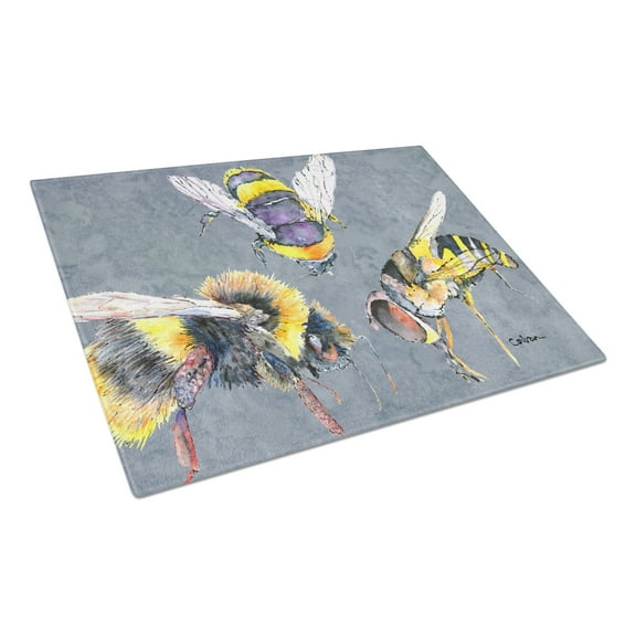 Caroline's Treasures Bee Bees Times Three Glass Cutting Board Large