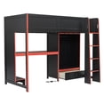 thumbnail image 5 of [Luckynote]Wood Twin Size Gaming Loft Bed with Built-in Desk, Wardrobe, LED and a Drawer, Black, 5 of 10