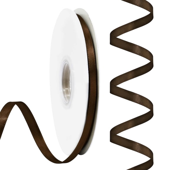 BVIEAKD Brown Solid Color Double Faced Satin Ribbon, 1/4 Inch x 50 Yards,For Crafts Gift Wrapping Hair Bows Wedding Decor & Sewing