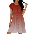 thumbnail image 3 of ClodeEU Women's Ombre Flutter Sleeve V Neck Cinched Waist Dress ,Solid Color Casual Midi Dress Pink,Womens Plus XXL, 3 of 5