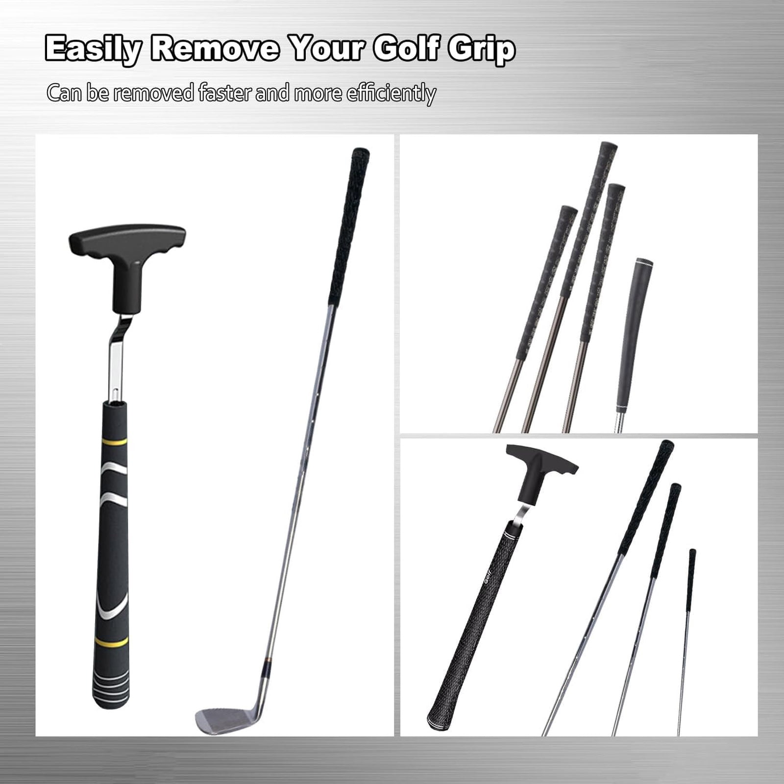 Golf Grip Removal Tool，11" V- Grip Remover for Standard Length Swinging Grips，High-Carbon Steel Golf Club Tool，Golf Grip Kit Golf Tools Golf Grip Tool