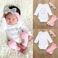 thumbnail image 4 of Newborn Baby Girl Outfit Letter Long Sleeve Romper Pants Set Cute Infant Fall Clothes 3pcs, 4 of 7