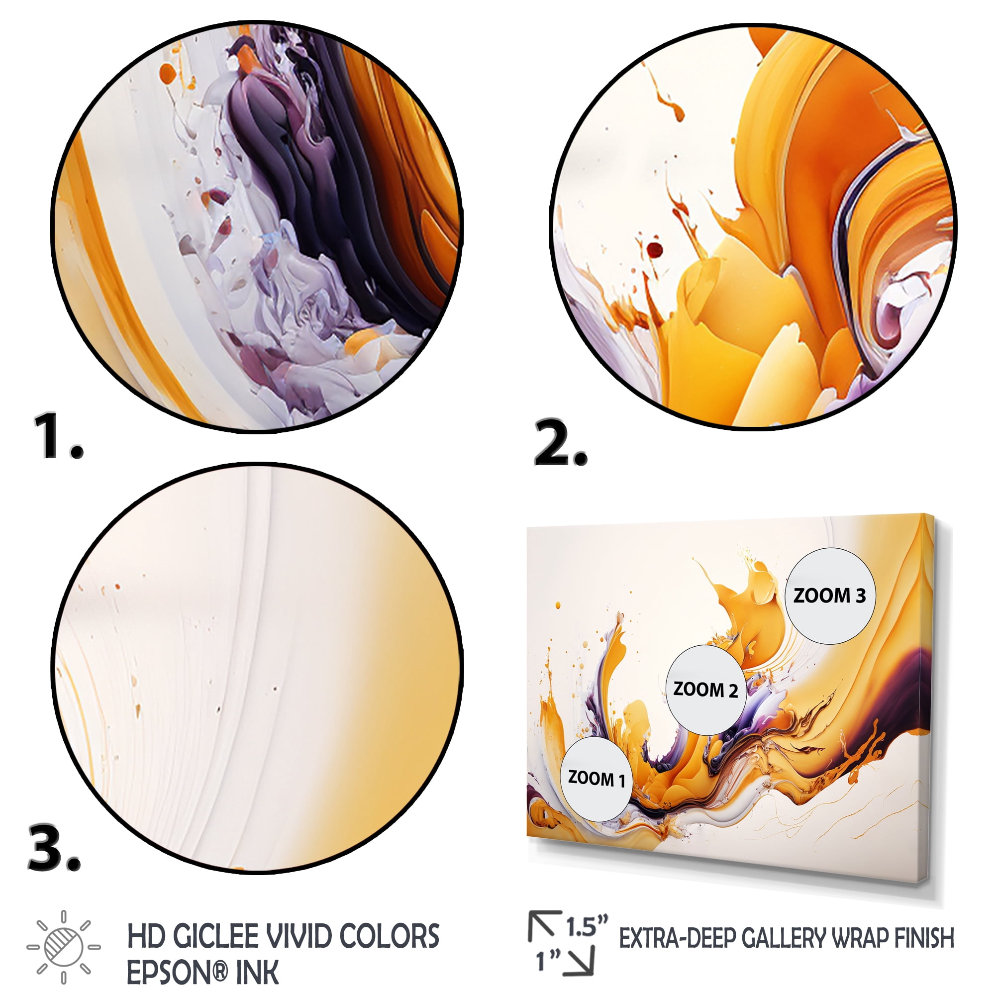 Designart White And Gold Fusion I Canvas Wall Art