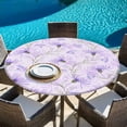 thumbnail image 6 of Purple Flowers Round Tablecloth, Fitted Table Cover with Elastic for 45"-54" Round Tables, Botanical Florals Plants Country Aesthetic Table Cloth Outdoor Indoor Dinning Party Waterproof Tablecloths, 6 of 7