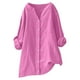thumbnail image 3 of Talla grande Tops de tallas grandes,Blusa tipo túnica de lino con cuello en V para mujer, manga larga, corte holgado y bolsillo, top informal de verano, sopatenor, 3 of 9