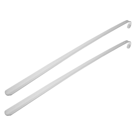 Uxcell 31in Shoe Horn, 2Pcs Metal Curved Handle Shoe Helper, Silver Tone