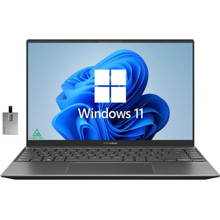 Asus 2022 ASUS Zenbook 14'' FHD Laptop, AMD 5th Gen Ryzen 5-5500U, 8GB RAM, 2TB PCIe SSD, Backlit Keyboard, NVIDIA GeForce MX450, HD Webcam, Windows 11 Home, Light Gray, 32GB Snow Bell USB Card