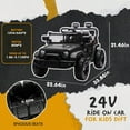 thumbnail image 2 of 24V Kids Ride on Car with Parents Control, 2 Seater Battery Powered Kids Electric Car with 2WD, Four Wheel Suspension, LED Light, Bluetooth and MP3 for Kids Aged 3+, Black, 2 of 7