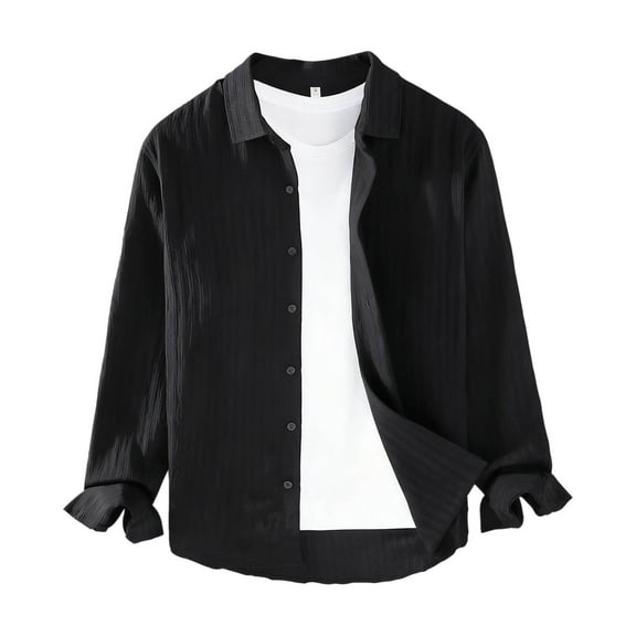 Betivan Men's Casual Button Down Shirts Long Sleeve Textured Summer Beach Shirts