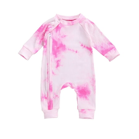 

Xingqing Newborn Baby Girl Boy Plain Zipper Romper Long Sleeve One-Piece Ribbed Jumpsuit Pajama Fall Winter Outfits 12-18 Months