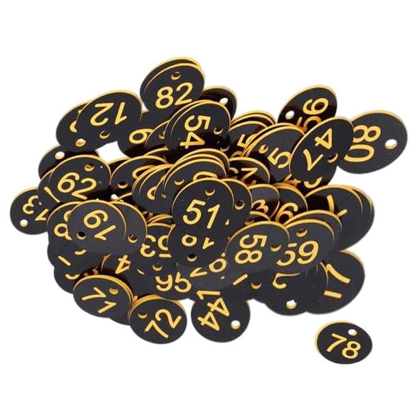 Minnieouse 100x Protable Number Tag Number 1-100 Keys Dormitory Warehouse Hotel for Ropa, zapatos y accesorios Miscelánea palabra negra+amarilla