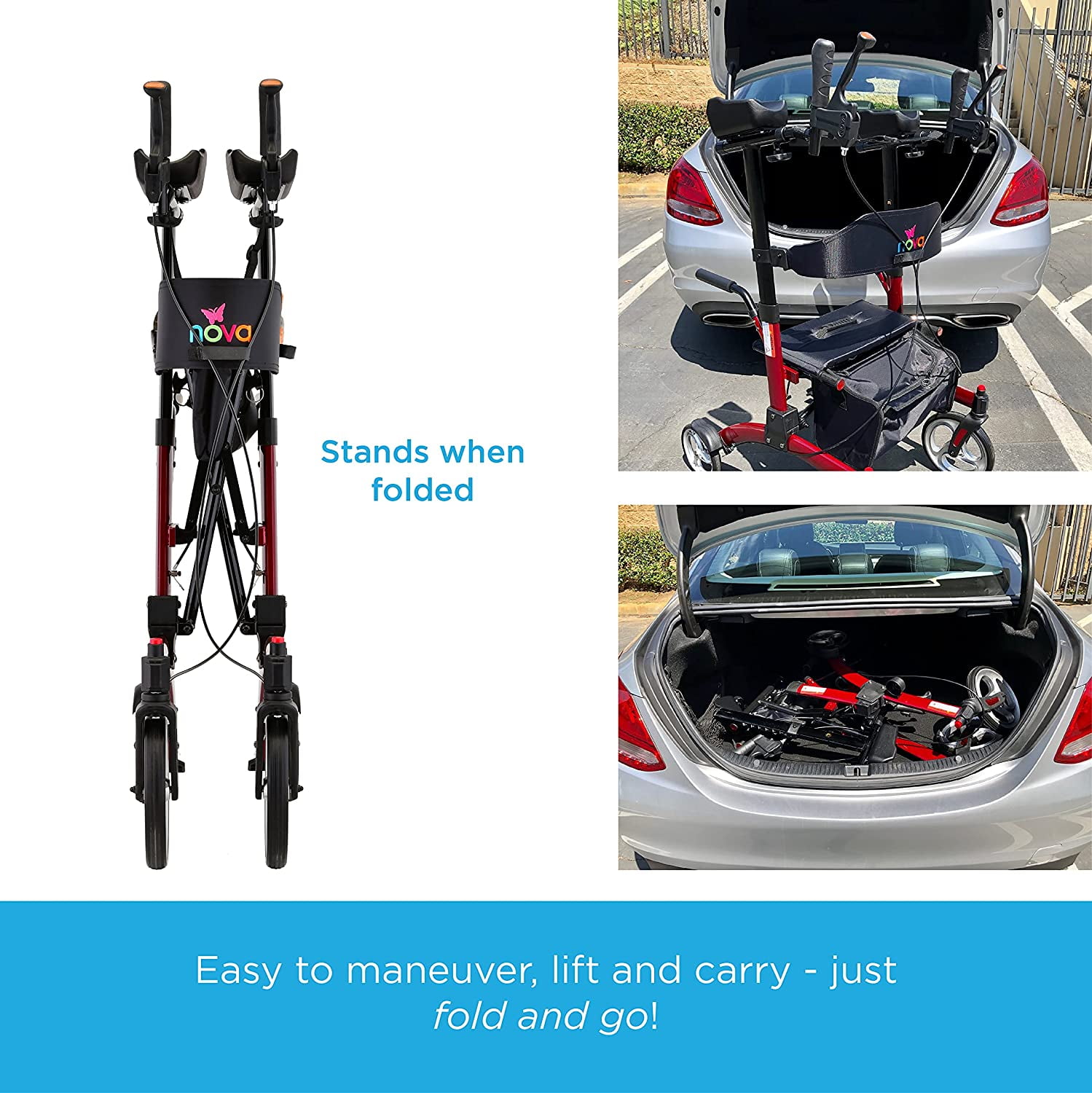 Buy NOVA Medical Dragon Fold n’ Go Rise UP Rollator, Upright Rolling