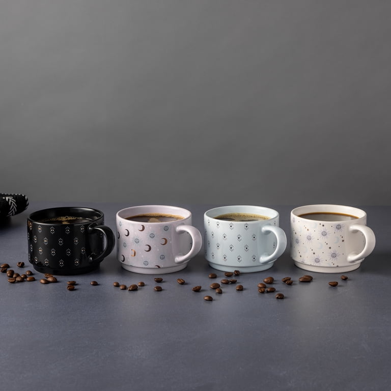 Thyme & Table Celestial Stacking Mugs 4 Pack Assorted Colors 11.1