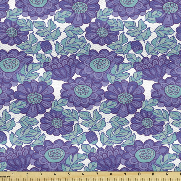 Fl Fabric By The Yard Repetitive Purple Tones Cartoon Chrysanthemum Flowers Upholstery For Dining Chairs Home Decor Accents Pale Seafoam Blue Violet Ambesonne Com - Purple Home Decor Accents