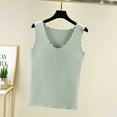 thumbnail image 3 of Jumpingount Ropa interior térmica para mujer, chaleco, Otoño Invierno, hogar, escuela, exterior, capa básica, cuerpo delgado, Tops cálidos, ropa interior Camisetas sin mangas Verde claro Jumpingount AP013513-04, 3 of 6