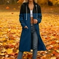 thumbnail image 2 of Long Jackets for Women, Full-zip Hooded Colorblock Long Sweatshirt Coat with Pockets Casual Womens Fall Outerwear (2XL, Blue), 2 of 6