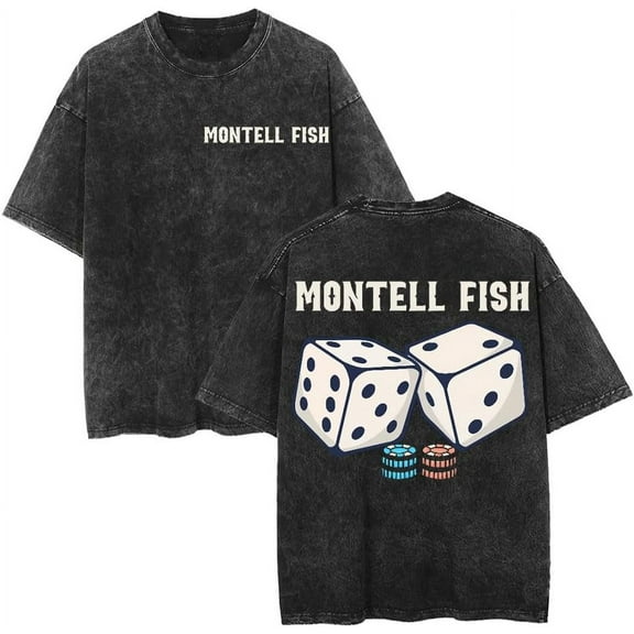 CYDZSWYXGS Montell Fish 2024 Washed Cotton Tee Shirt Hip Hop Short Sleeve Fashion T-Shirt Vintage Pullover Tee