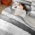 thumbnail image 4 of Castle Fairy Stripes Bedding Comforter Set,Vintage Minimalist Lines Queen Bedding Sets, 4 of 8