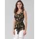 thumbnail image 2 of Top peplum envolvente con dobladillo asimétrico en la cintura con cuello en V sin mangas para mujerNegro Amarillo XL, 2 of 6