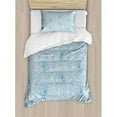 thumbnail image 3 of Dahlia Flower Decor Queen Size Duvet Cover Set, Retro Monochrome Pastel Water Cane Petals Pattern with Disc Florets Print, Decorative 3 Piece Bedding Set with 2 Pillow Shams, Blue, by Ambesonne, 3 of 3
