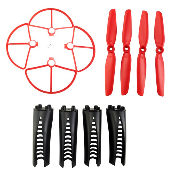 Juego De Accesorios RC Quadcopter Sunnimix Para B5W F20 4 Hélices + 4 Tren De Aterrizaje + Bastidor De Protección Rojo + negro