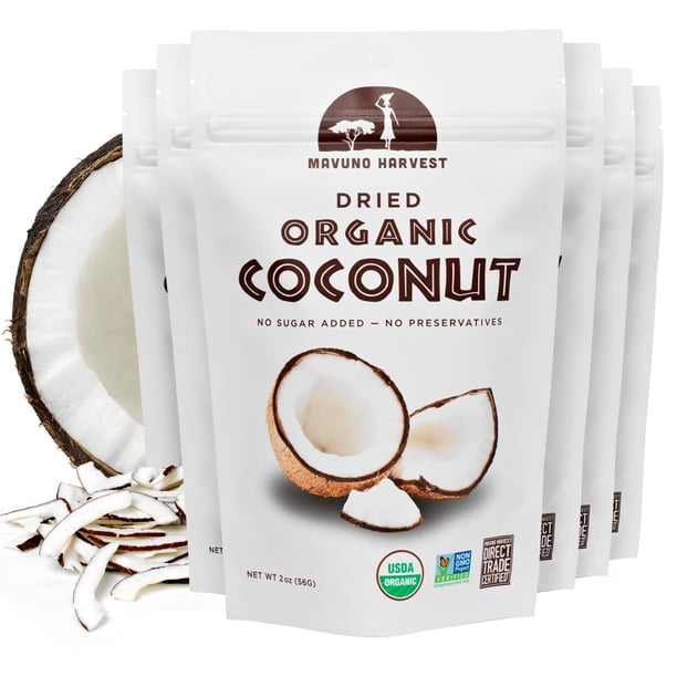 Mavuno Harvest Coconut Chips Dried Fruit Snack Unsweetened Organic