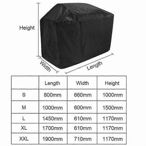 Latest Upgrade Material BBQ Cover Outdoor Dust Waterproof Heavy Duty Grill Cover Rain Protective Outdoor Barbecue CoverXXL-190x71x117cmblack