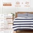 thumbnail image 6 of 3 Piece Blue Stripes Duvet Cover Set Full Size, Microfiber Comforter/Quilt Cover with Corner Ties and 2 Pillowcases, Simple Blue White Texture All Season Soft Bedding with Zipper Closure, 6 of 8