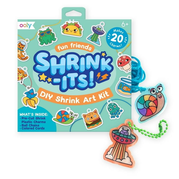 OOLY Shrink-Its! 28 PC DIY Shrinking Art Kit, Creates Charms and Tags