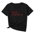 thumbnail image 4 of Camisetas de cuello redondo para mujer Camisetas con estampado de corazón Camisetas de manga corta Blusa Tops Fridja gope1525, 4 of 5
