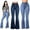 Blue, variant on Wovilon Flare Jeans, Bell Bottom Jeans for Women, Women Button Up Bell Bottom Jeans Ripped Flare Fitted Denim Pants Size