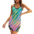 thumbnail image 1 of Memphis Style Graphique Robe Évasée Nœud Cœur Tonnerre Jaune Design Mode Grande Taille Robe Ample Tonnerre Jaune Memphis, 1 of 5