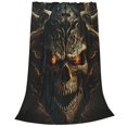 thumbnail image 2 of Rateoe Metal Evil Skull Print Fuzzy Fleece Throw Blanket Extra Large,Super Soft,Fluffy and Warm Blankets for Couch,Bed,All Season Use (40"x30"), 2 of 8