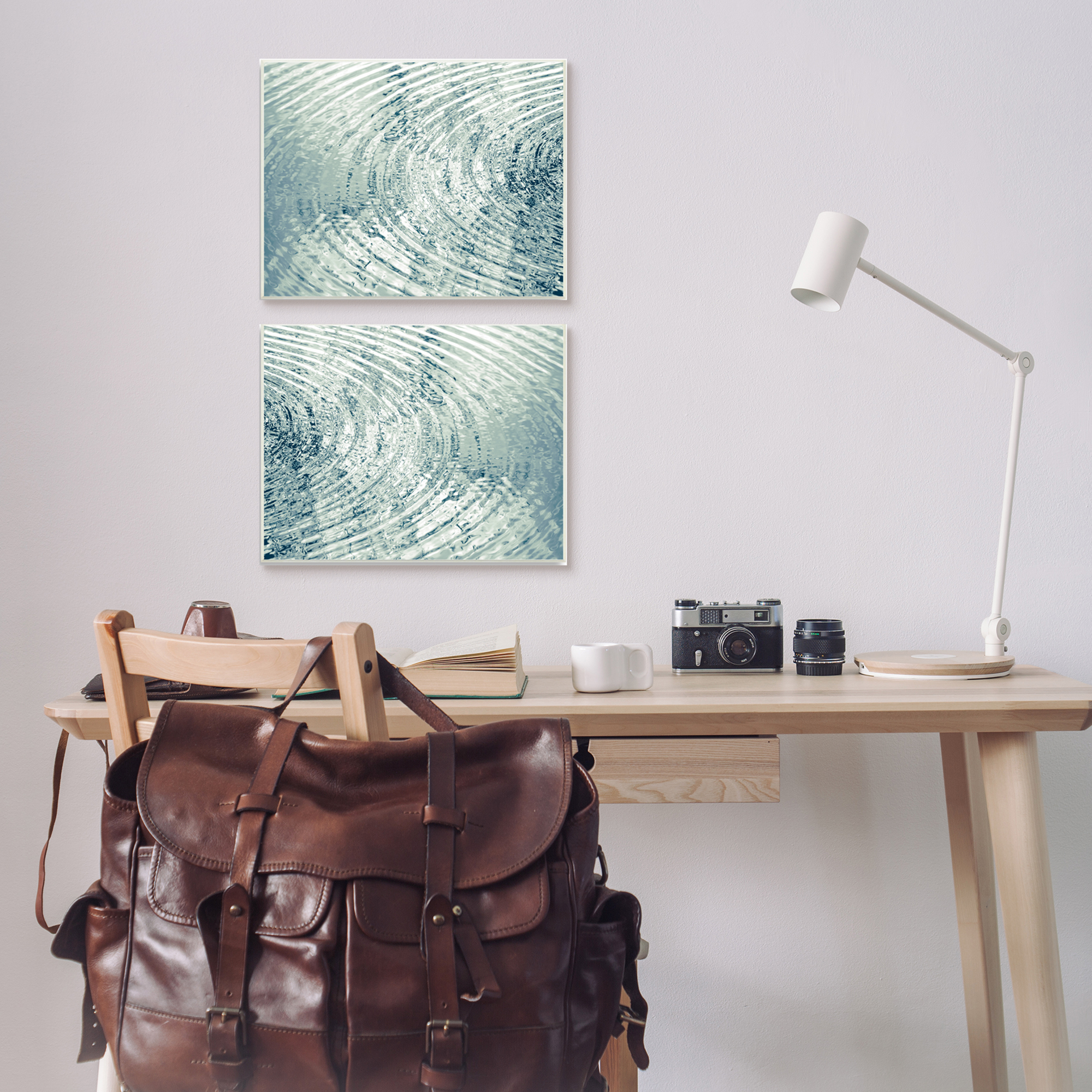 Stupell Industries Symmetrical Ripples in Water Blue Light Reflection,2pc, each 13 x 19,Designed by Maggie Olsen