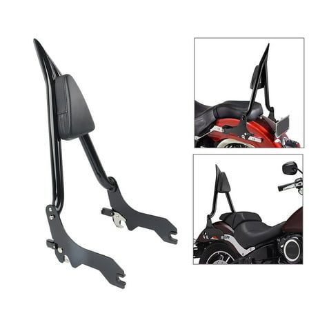 NS 1 Pc 23.8" Synthetic leather Steel Passenger Backrest Sissy Bars 52300442 Black For Heritage Classic FLHC 2018-2021