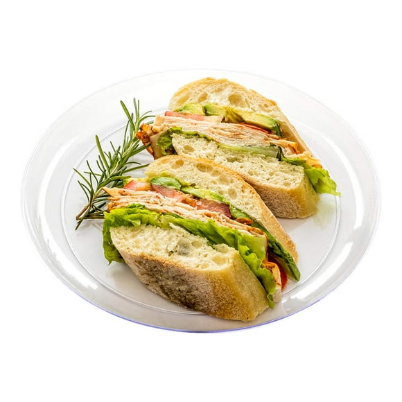 Restaurantware 9 x 9 Inch Catering Plates 100 Round Party Dinner Plates - Sturdy Disposable Clear Plastic Disposable Plates Unique Design For Special Occasions Catered Events